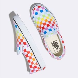 NWOT VANS Checkerboard Slip-On Rainbow Shoes